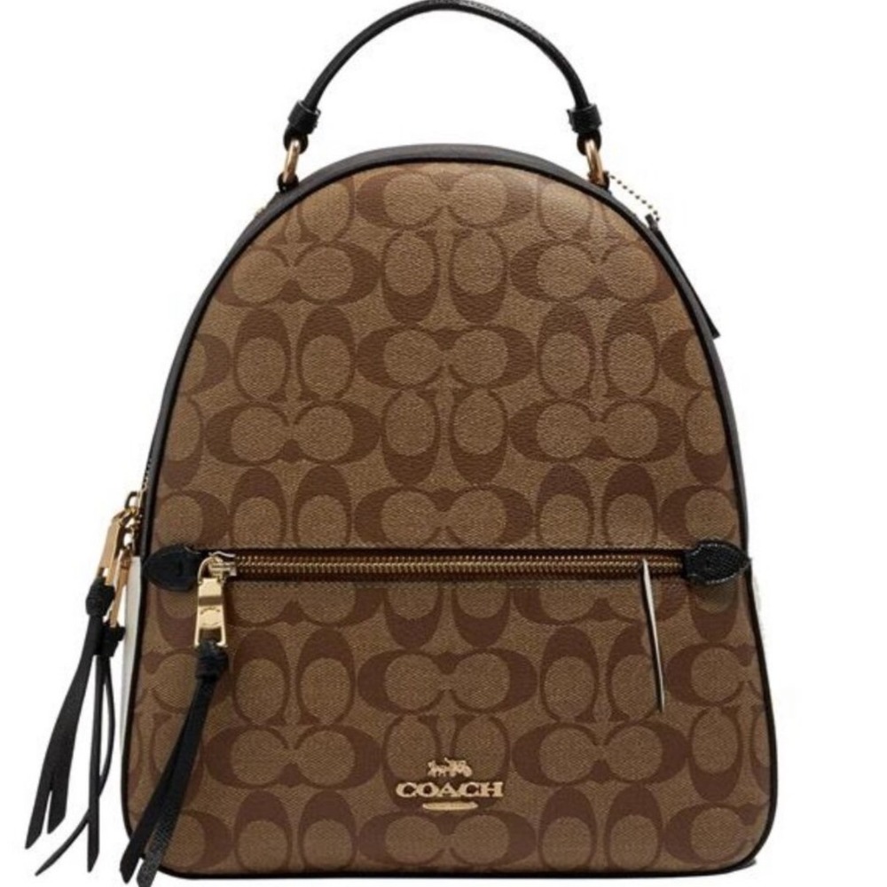 Coach Brown Signature Logo Mini Backpack with Black Trim
